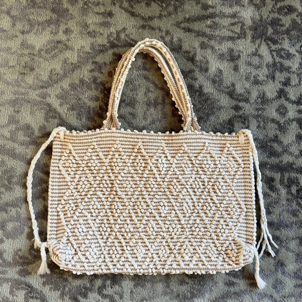 Elegant Cream Crochet Tote Bag
